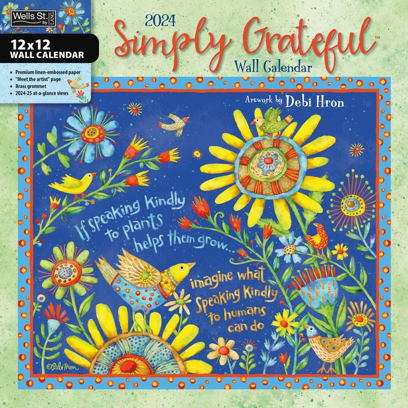 Buy 2024 Calendar Simply Grateful Square Wall by Debi Hron, Wells St by