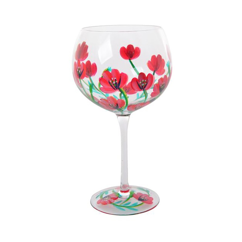 Buy Lynsey Johnstone Hand Painted Gin Glass Poppies, Gibson Gifts 54893