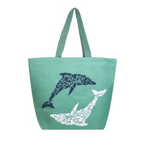 Teal Dolphins Tote Bag with Spacious Designl BS775