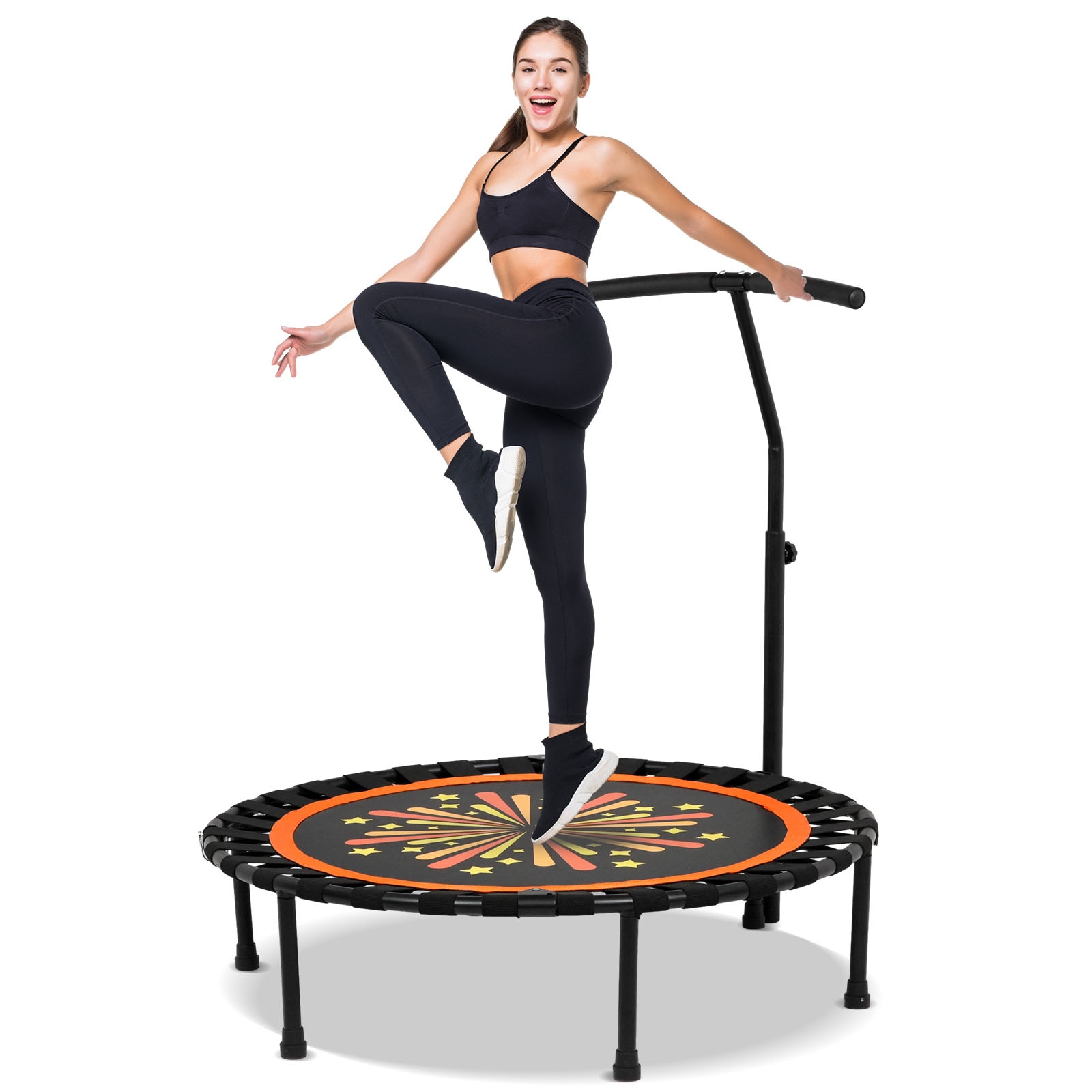50″ Foldable Rebounder Mini Trampoline with Adjustable Height Ideal for Rebounding Exercise and