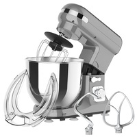 YOPOWER 6.5L Stand Mixer, Grey Electric Food Mixer, 6-Speed Flour Kitchen Machine with Dough Hook, Whisk & Beater (1400W)
