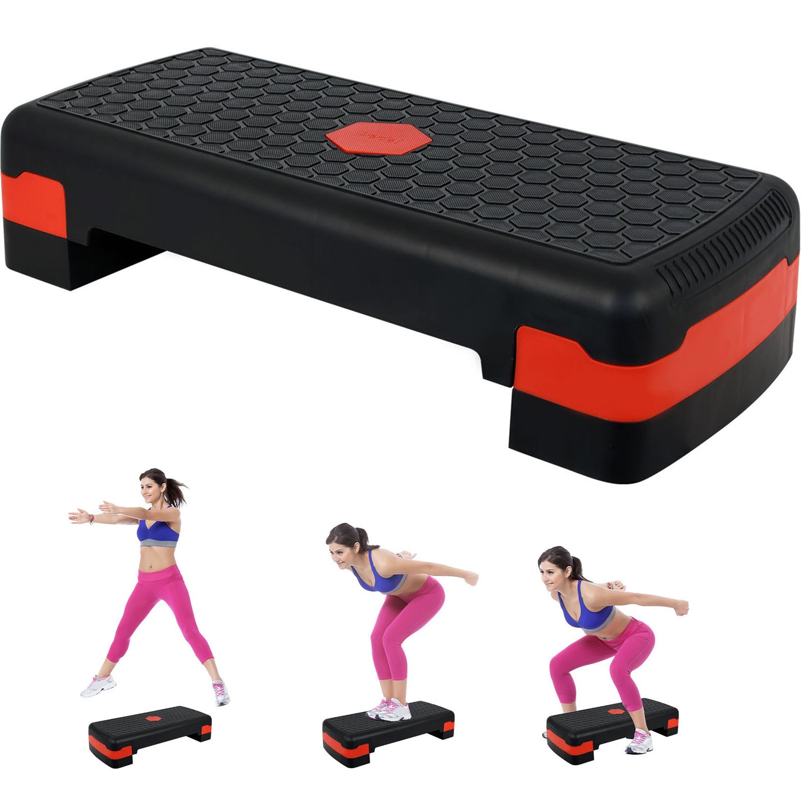 YOPOWER Aerobic Step Exercise Stepper Adjustable Fitness Platform Trainer for Home