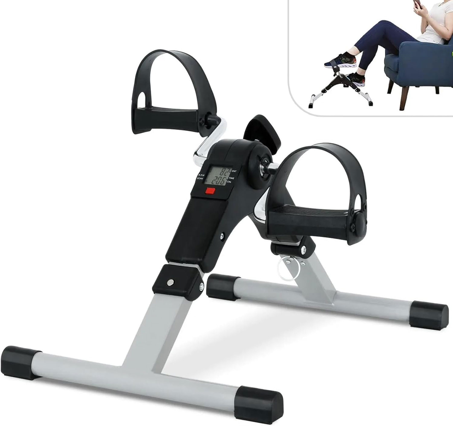 YOPOWER Mini Exercise Bike Portable Foldable Pedal Exerciser Under Desk w/Adjustable
