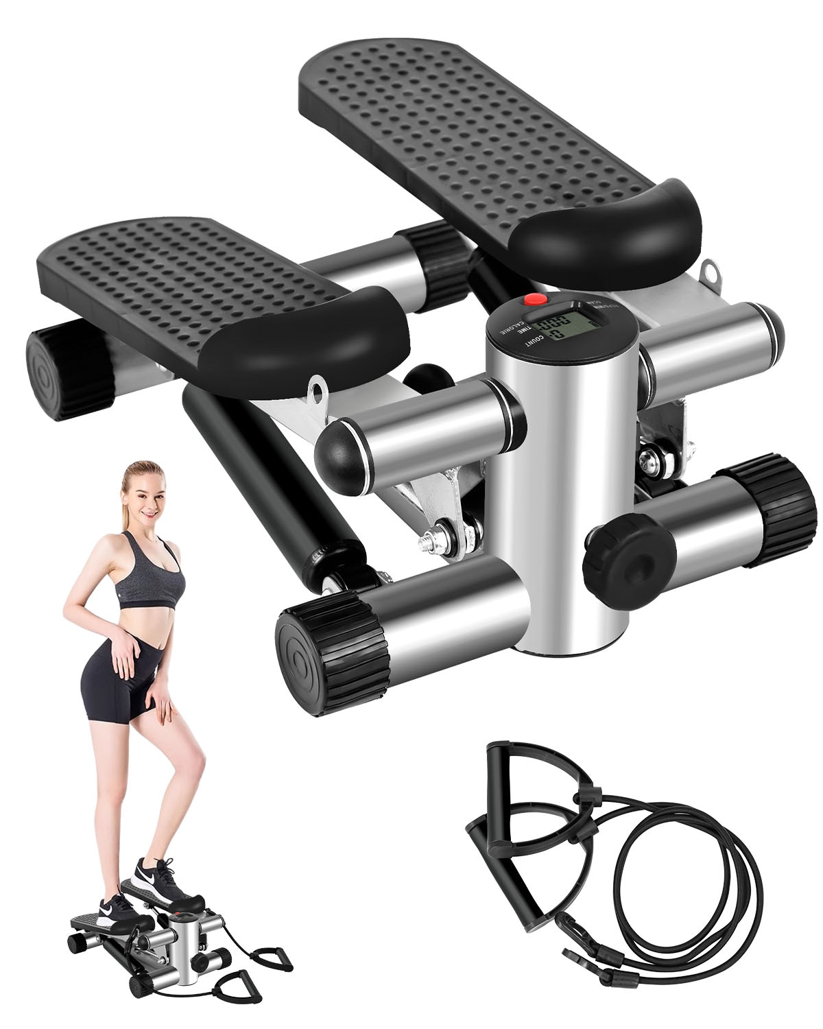 YOPOWER Mini Stepper Stair Climber Machine with Resistance Bands and 120KG Weight Capacity