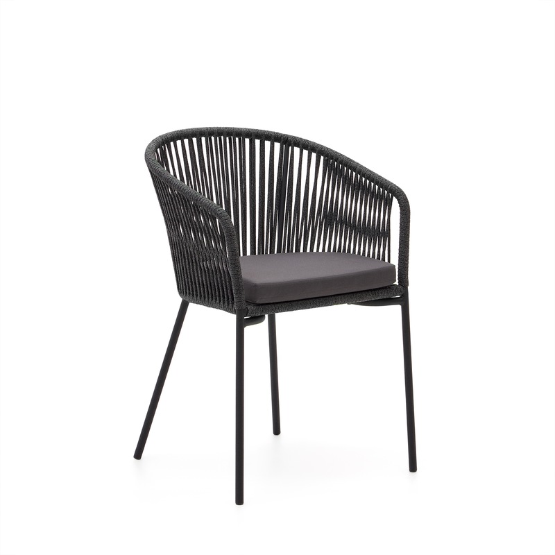 Buy black rope chair with galvanised steel legs MyDeal