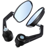 7/8" Bar End Rear Side View Mirrors Cafe Racer Black Universal Motorcycle bike