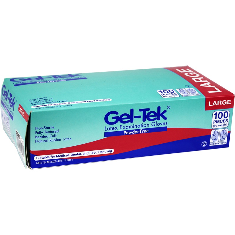 Buy Gel-Tek Latex Examination Gloves, Powder Free, AS/NZ, Biodegradable ...