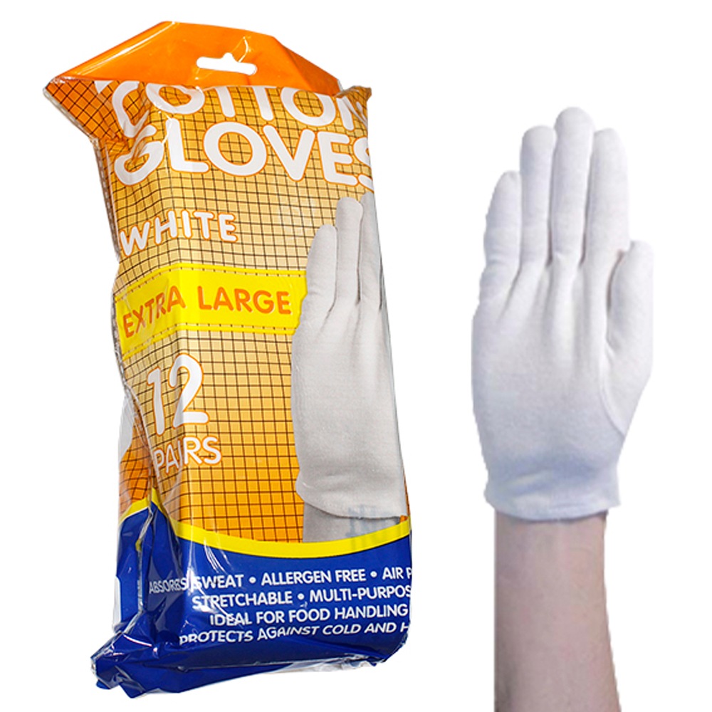 Livingstone White Cotton Gloves Extra Large 12 Bag Unbranded Australia