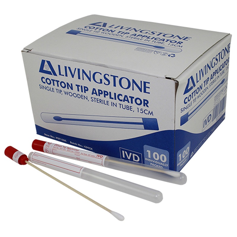 Buy Livingstone Cotton Tip Applicator Swab 15cm Single Tip Wooden Stem