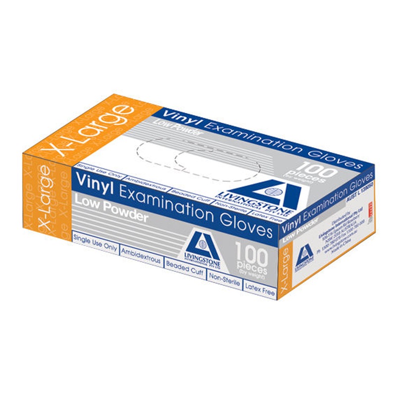 Buy Livingstone Vinyl Gloves Clear Extra Large 2 Bag MyDeal
