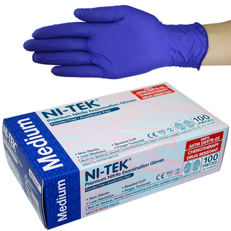 Buy Ni-Tek Nitrile Accelerator Free Gloves, ASTM Standards, Powder Free ...