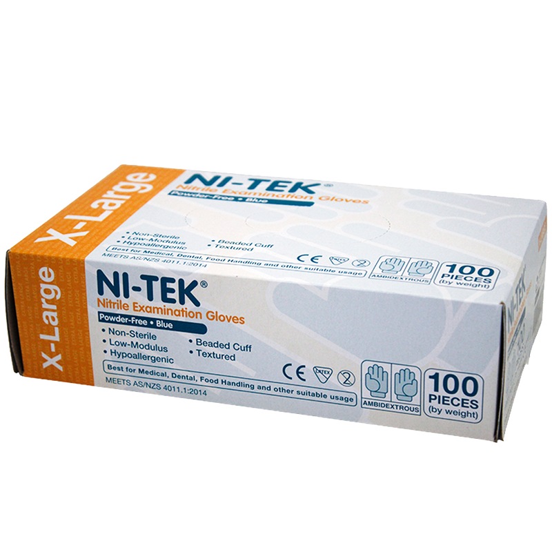 Buy NiTek Nitrile Premium Examination Gloves, AS NZ Standard, Powder