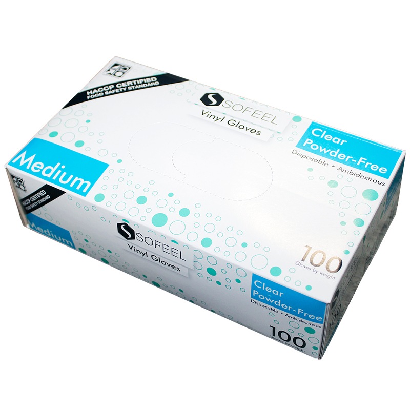 Buy Sofeel Vinyl Gloves, Recyclable, 4.5g, Powder Free, Medium, Clear