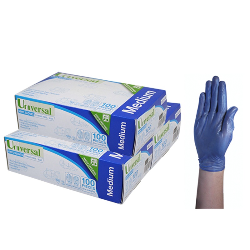 Buy Universal Vinyl Powder Free Gloves 5.0g Medium Blue HACCP Grade 100