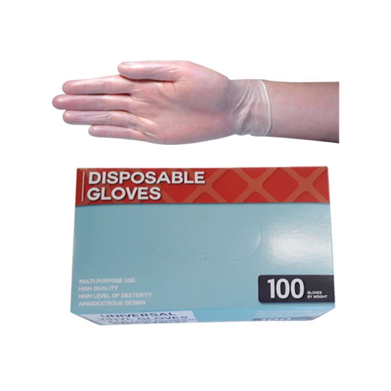 Buy Universal Vinyl Low Powder Gloves 6.5g Large Clear 100 Box MyDeal