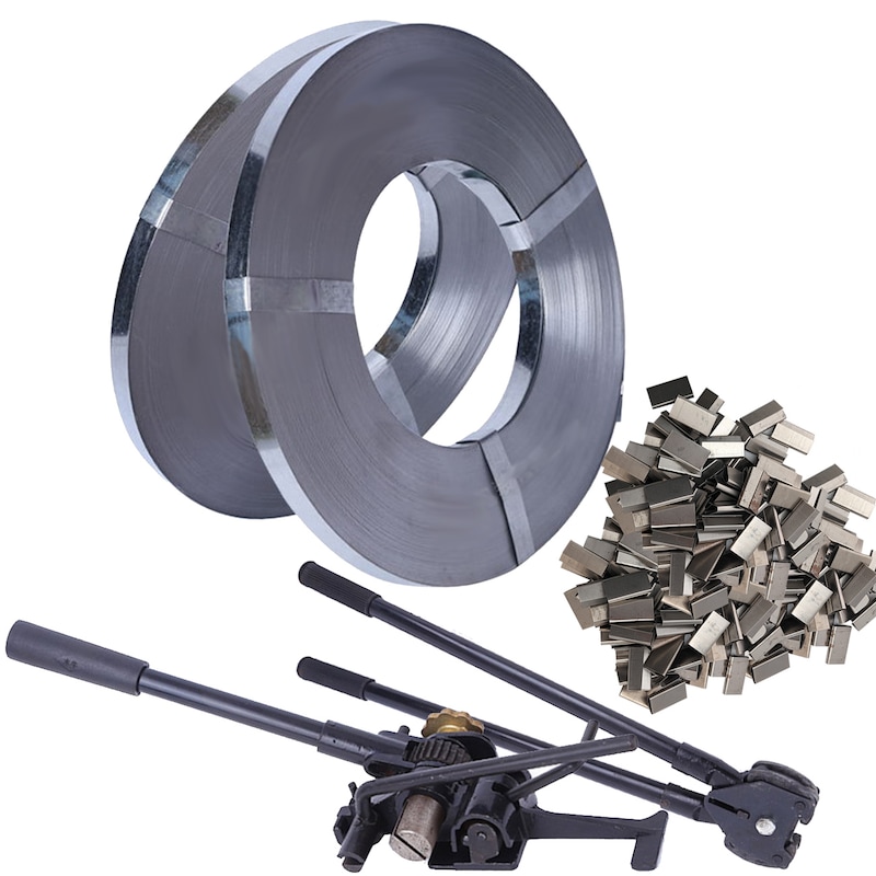 Metallic Strap Set Buy 2 Roll/650M Heavy Duty Metal Strap with 500 Clips &2 Tools for ...
