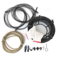 DIY Plumbing Drain Snake Auger Cleaning Tool Spring Cable Sewer Pipe for Electric Drill Sink Toilet Shower Bathroom 18m plus 2.5m Kit