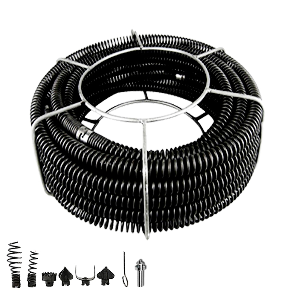 Plumber's Drain Snake Pipe Pipeline Sewer Cleaner 12M with 6 Drill Bit for