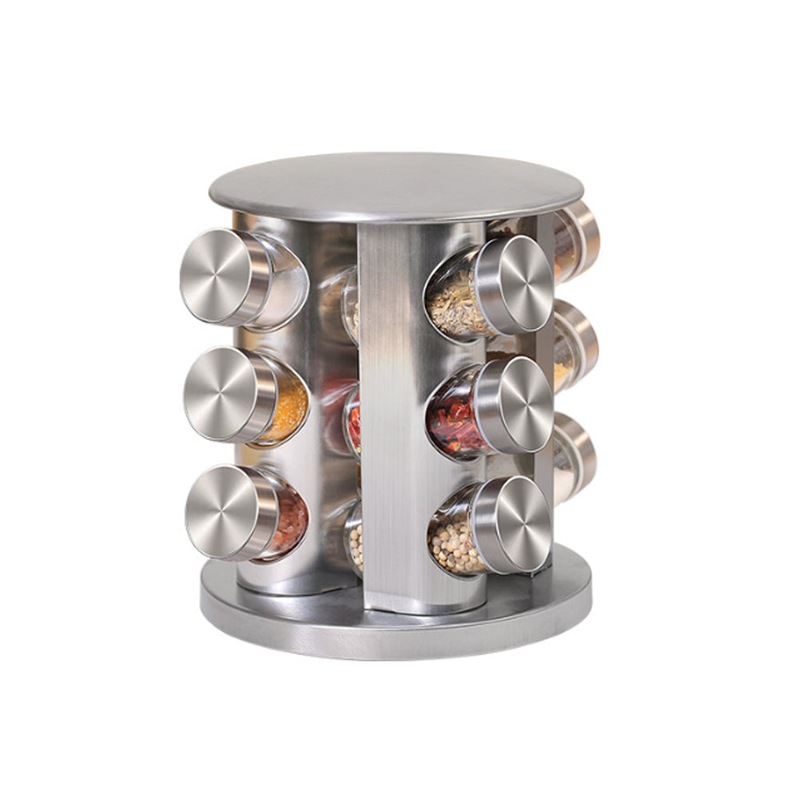 Buy 12 Glass Jar Revolving Stainless Spice Herb Rack Organiser