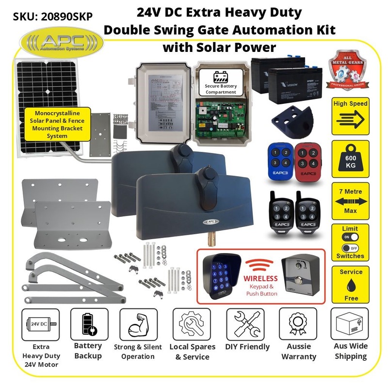 Buy APC Automatic Electric Gate Opener Systems Double Swing Gate Opener with Solar Powered. High