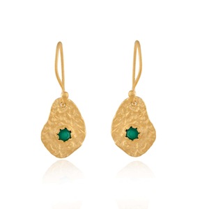 Zohra Earrings in Sterling Silver with Green Onyx & Matt Finish - Elegant Jewelry in Australia