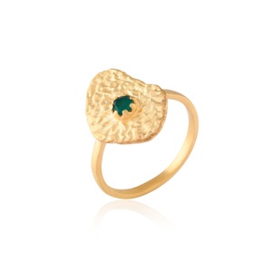 Zohra Ring in Sterling Silver with Green Agate & Matte Finish - Elegant Jewelry in Australia
