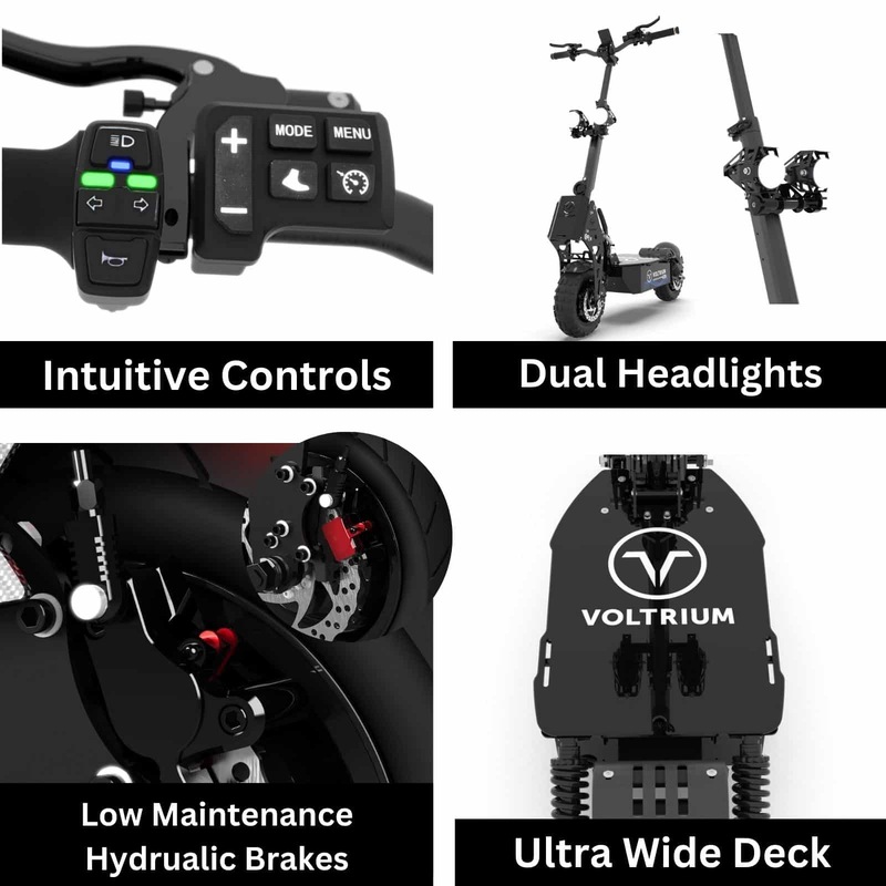 Buy VOLTRIUM Rogue Dual Motor MAX Adult Electric Scooter Black/Cyan 25Ah Battery with Storage