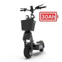 VOLTRIUM Rogue Dual Motor MAX Adult Electric Scooter Black/Cyan 30Ah Battery with Basket
