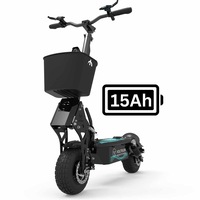 VOLTRIUM Rogue Off-Roader Adult Electric Scooter Black/Cyan 15.6Ah Battery with Basket