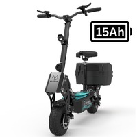 VOLTRIUM Rogue Off-Roader Adult Electric Scooter Black/Cyan 15.6Ah Battery with Storage Box