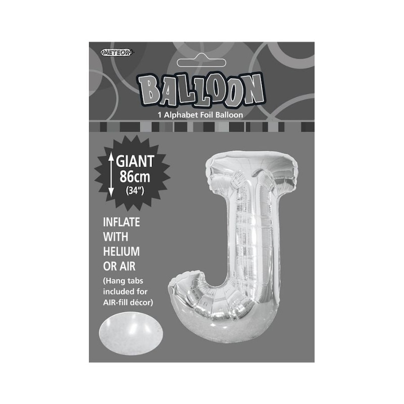 Buy 34" Silver Letter J Foil Balloon - MyDeal