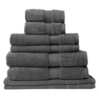 Royal Comfort Towel 8 Piece Set 100% Cotton Zero Twist Luxury Plush Soft Granite