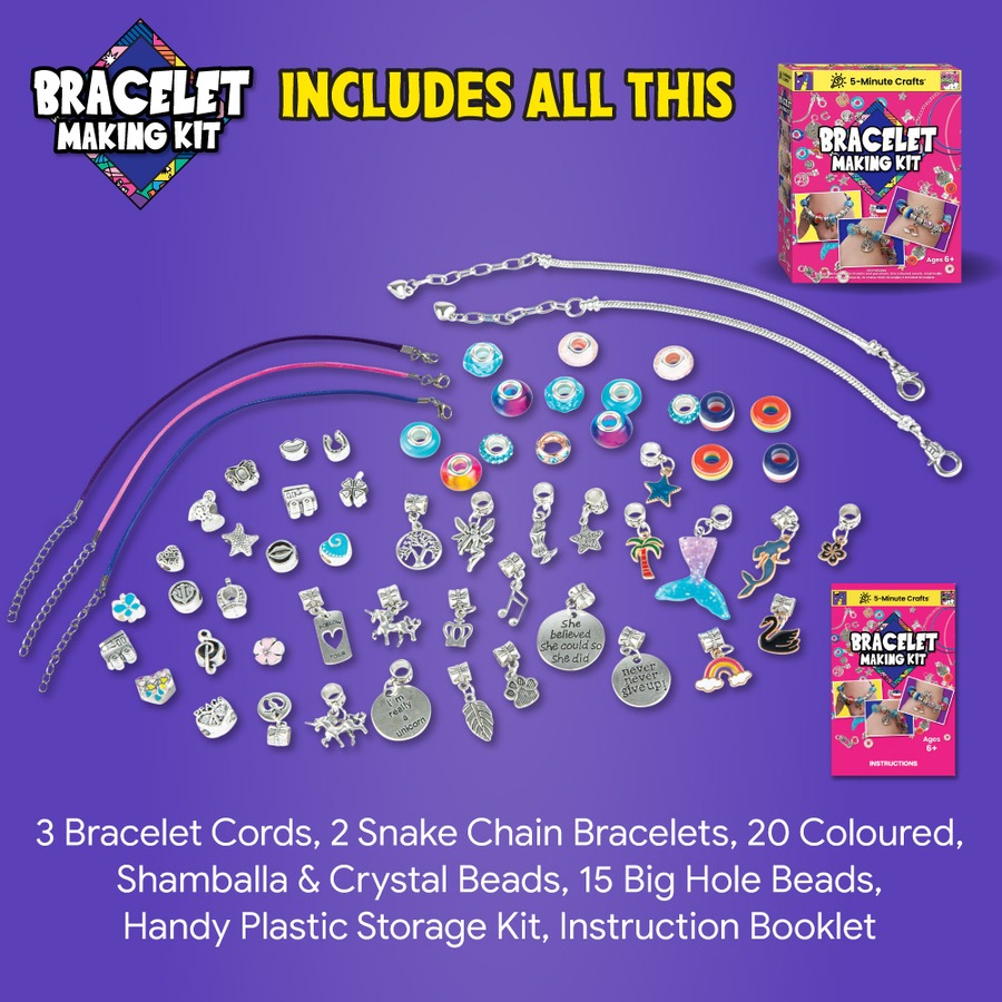 5 Minute Crafts Bracelet Making Kit - 62 Piece Set - Create Unique Bracelets With A One-Of-A-Kind Design