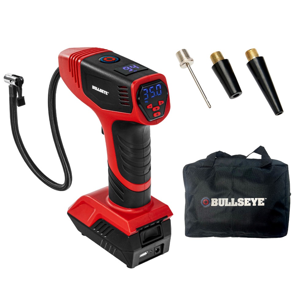 BULLSEYE Pro Air Compressor Tyre Inflator Handheld Electric Pump with Gauge 