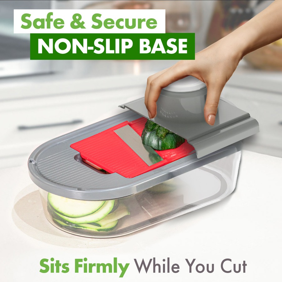 Chopzilla Vegetable Chopper and Mandoline Slicer for Kitchen Cuts, with 4 Blades, Scraper and Container, All in 1 Veggie Chopper Vegetable Cutter, French Fry Cutter, Onion, Fruit, Salad