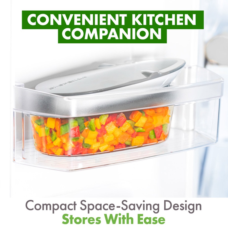 Chopzilla Vegetable Chopper and Mandoline Slicer for Kitchen Cuts, with 4 Blades, Scraper and Container, All in 1 Veggie Chopper Vegetable Cutter, French Fry Cutter, Onion, Fruit, Salad