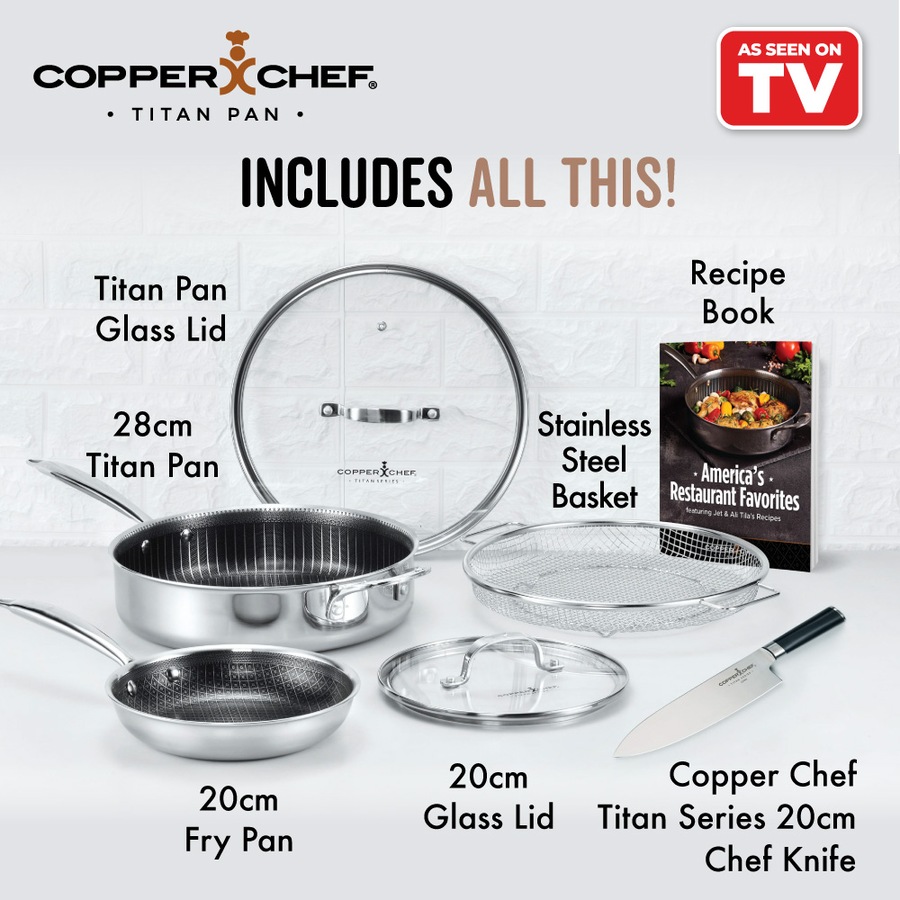 Copper Chef Titan 5-Piece Pan Stainless Steel Set with Super Non-Stick Coating