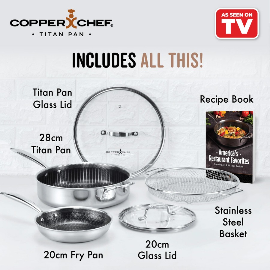 Copper Chef Titan 5-Piece Pan Stainless Steel Set with Super Non-Stick Coating