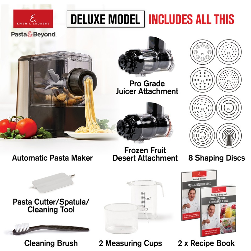 Buy Emeril Pasta and Beyond Deluxe Includes Juicer and Frozen Dessert Attachment Automatic