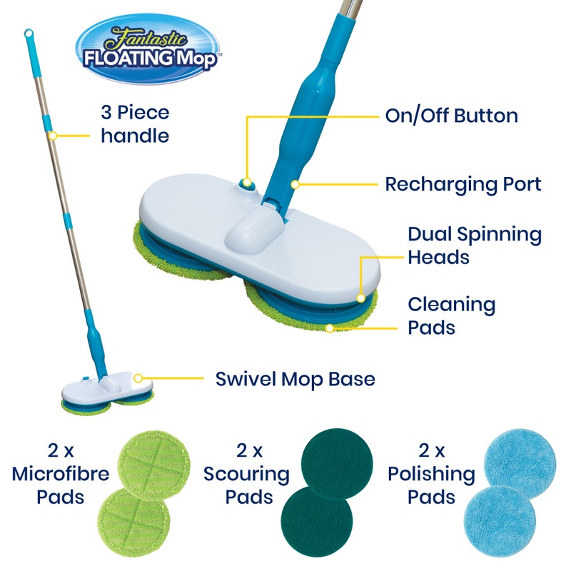 Buy Fantastic Floating Mop With Microfibre, Scouring & Polishing Pads