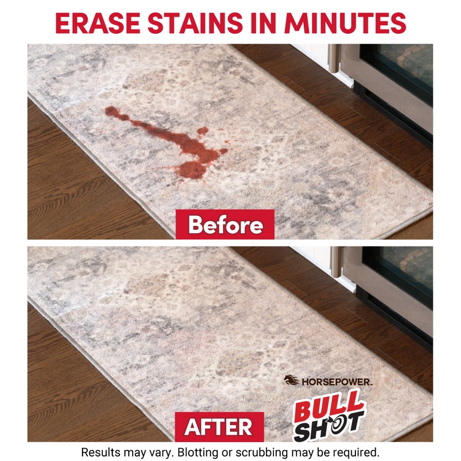 Horsepower Bull Shot Powerful Carpet and Upholstery Spot and Stain Remover, Stain-Lifting Foam-Action, Pet Stains & Odors, Coffee, Wine, Grease