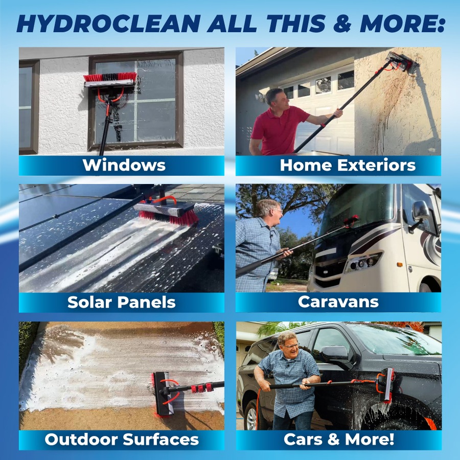 HydroCleaner XL 4m - Ultra-Long Telescopic Water Brush For Cleaning of Homes and Cars