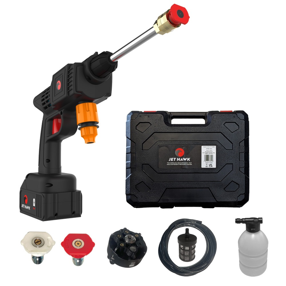 Jet Hawk  Portable Cordless High Pressure Washer with 6 Spray Nozzles