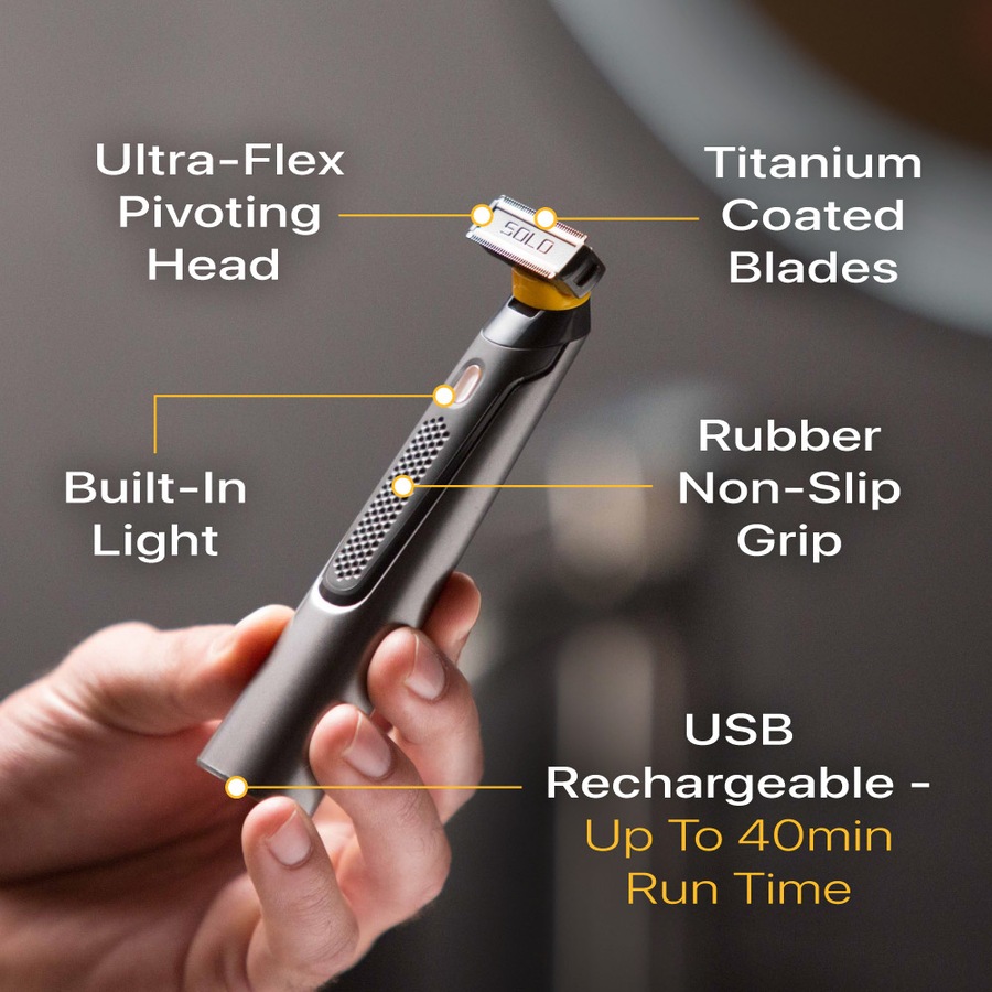 MicroTouch Solo Titanium Rechargeable Razor that Trims, Edges, Shaves & Grooms