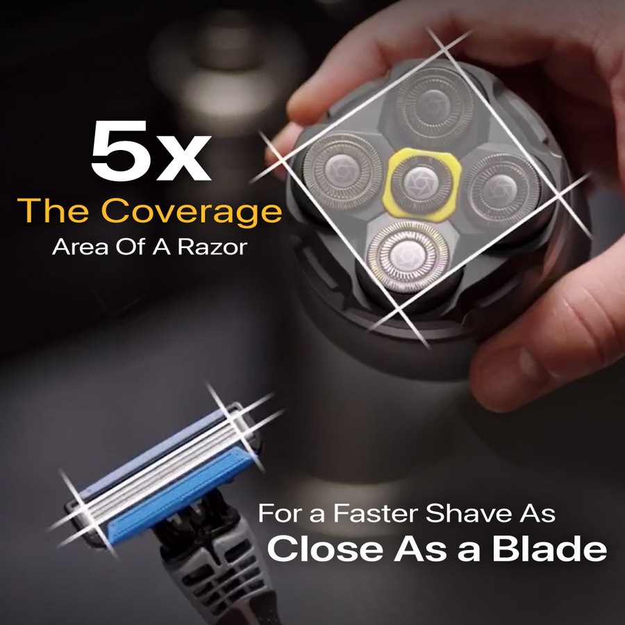 Microtouch Titanium Electric Head Shaver - Rechargeable Head and Face Shaver for Men, Cordless Razor, Hypoallergenic Wet/Dry Shaving, Precision Head Trimmer