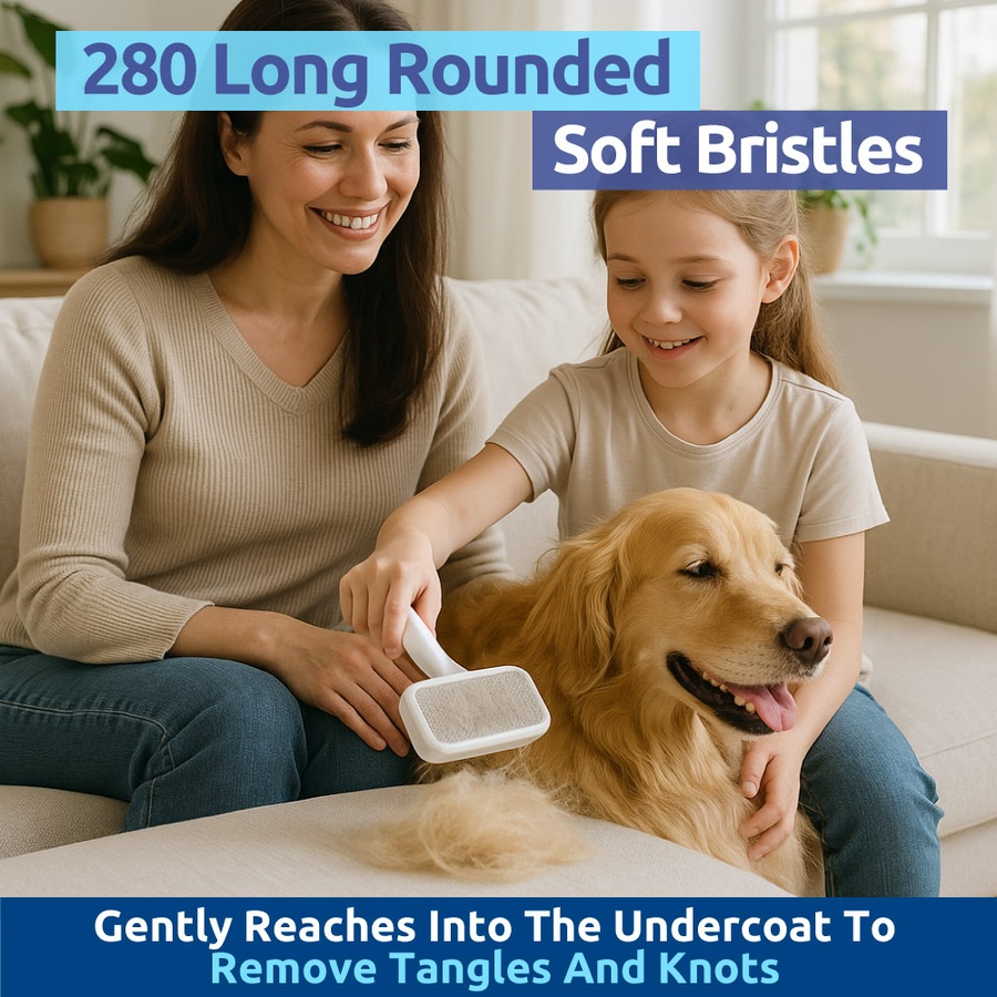 PiddiPet Electric Ion Powered Pet Grooming Brush for Dogs and Cats, Removes Knots, Detangles, Soft Bristles