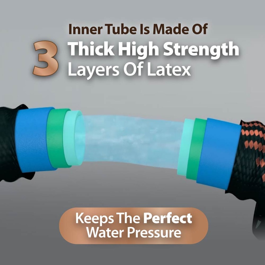 Pocket Hose Copper Bullet 7.5m - Premium Expanding Outdoor Garden Hose With Turbo Nozzle - Kink-Free, Tear Resistant, Lightweight, Durable, Copper Infused and Lead Free