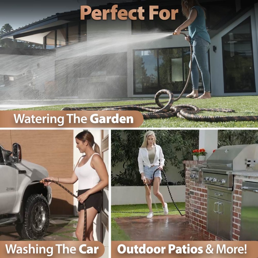 Pocket Hose Copper Bullet 7.5m - Premium Expanding Outdoor Garden Hose With Turbo Nozzle - Kink-Free, Tear Resistant, Lightweight, Durable, Copper Infused and Lead Free