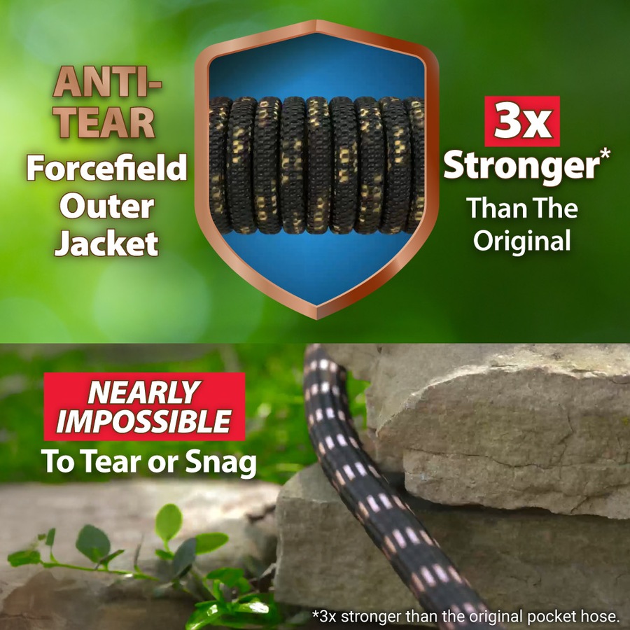 Pocket Hose Copper Head 15m With 10-in-1 Spray Nozzle and Pocket Pivot Premium Ultra-Durable, Expanding Garden Hose