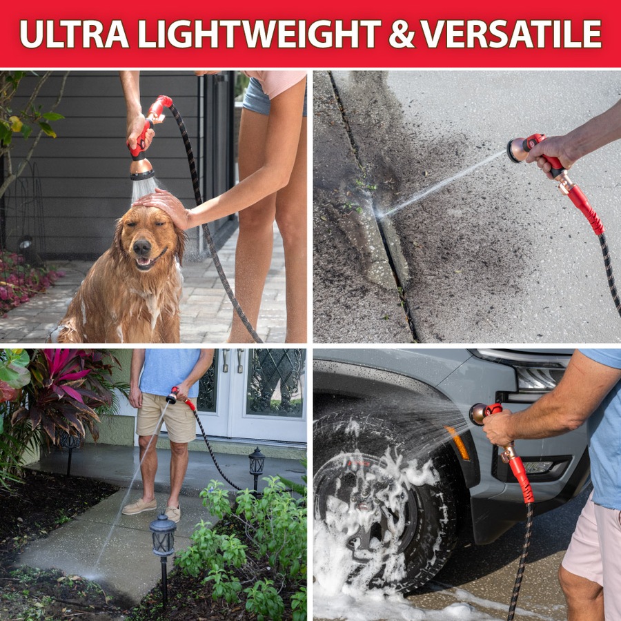 Pocket Hose Copper Head 15m With 10-in-1 Spray Nozzle and Pocket Pivot Premium Ultra-Durable, Expanding Garden Hose